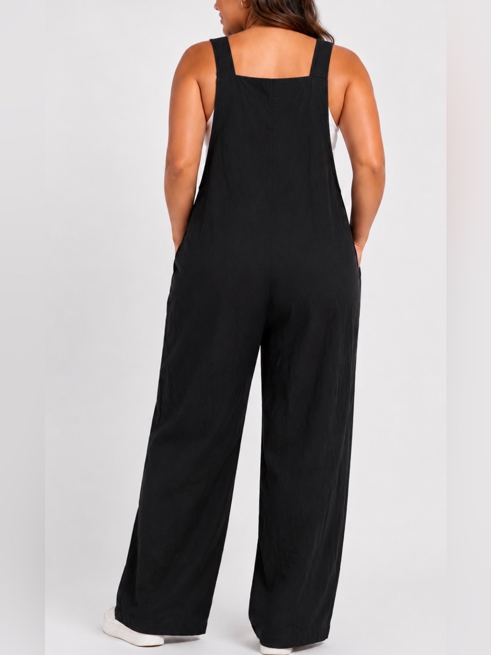 Cupshe Black Wide-Leg Jumpsuit Overalls M - Picture 3 of 4